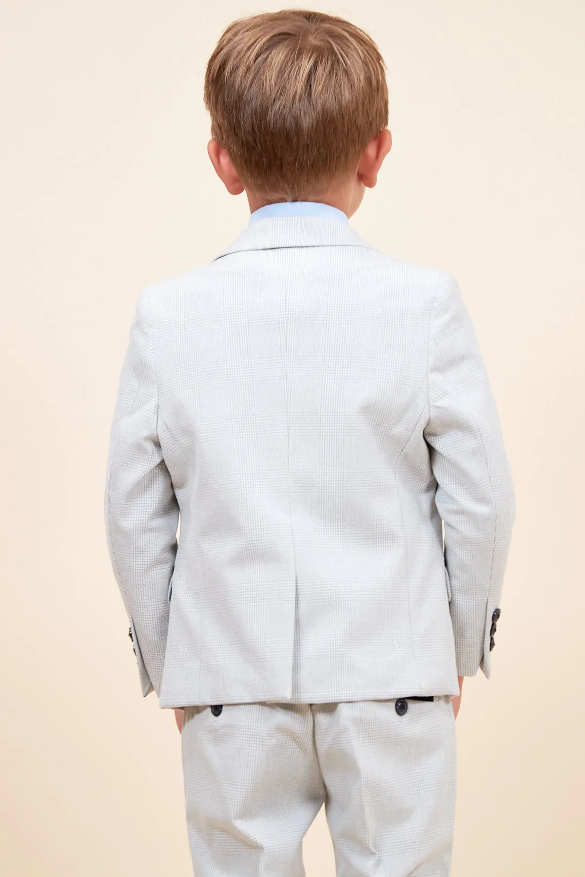 BROMLEY - Children's Stone Check Print Three Piece Suit