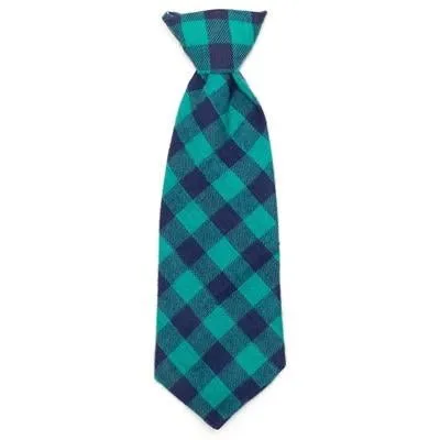 Buffalo Check Neck Tie - Green And Navy