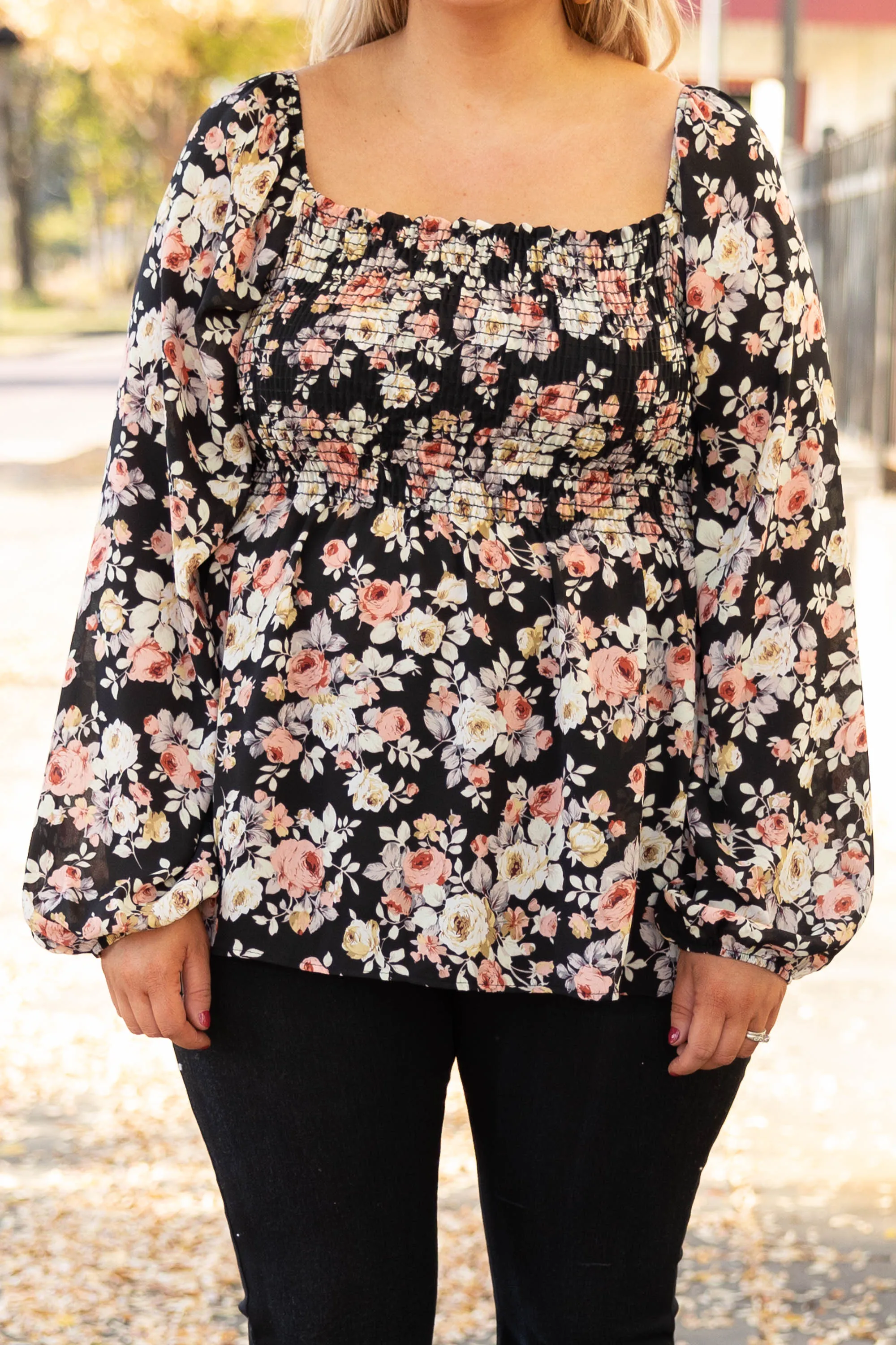 Busy Night Out Blouse, Black-Taupe