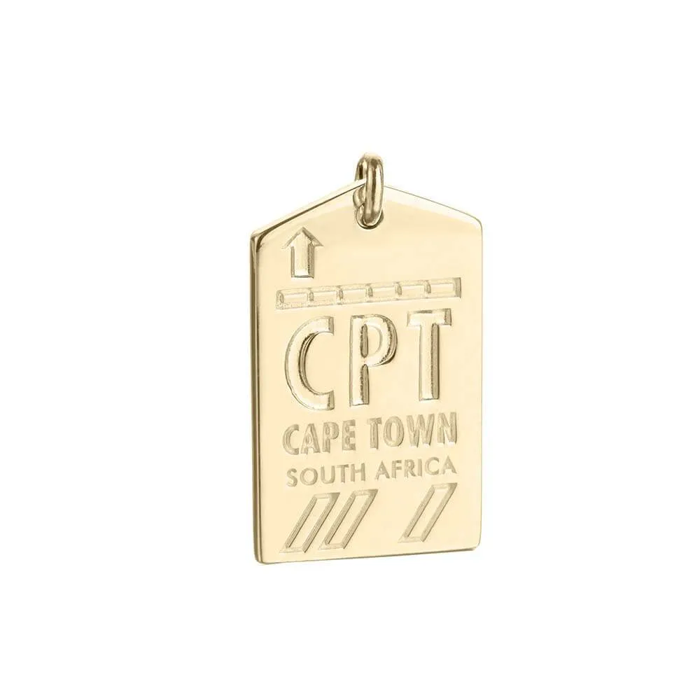 Cape Town South Africa CPT Luggage Tag Charm Solid Gold