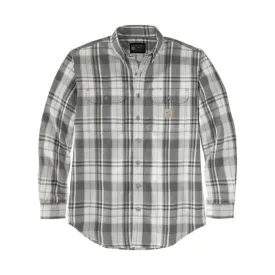 Carhartt Men's Flame Resistant Force Rugged Flex Loose Fit Twill Long Sleeve Plaid Shirt - Shadow/Malt