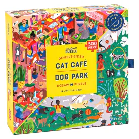 Cat Café/Dog Park 500 Piece Double-Sided Jigsaw Puzzle