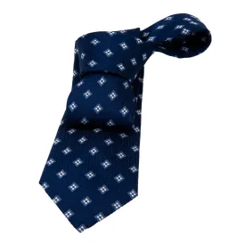 Champlain Foulard Silk Tie, Navy / Blue / Silver