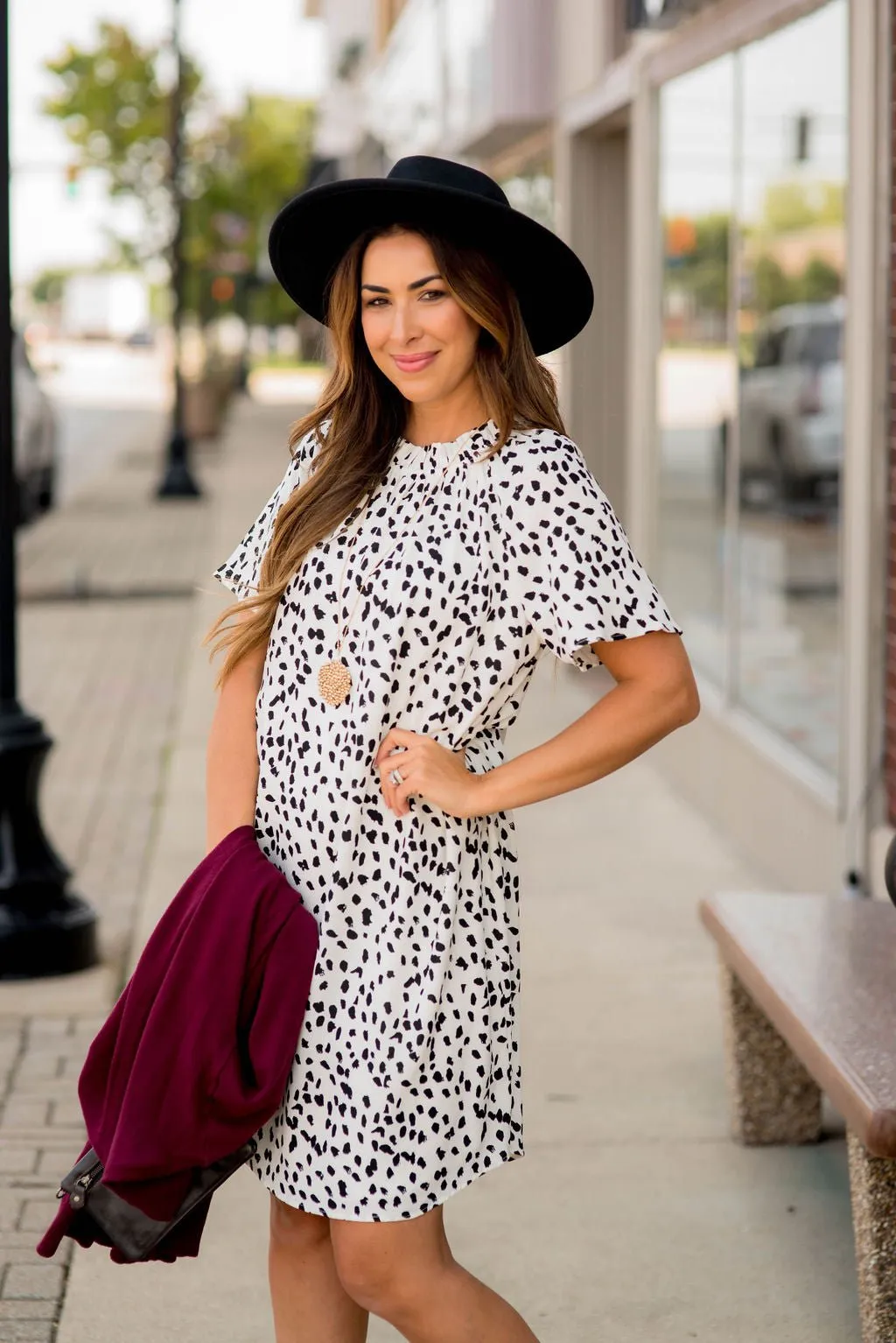 Cheetah Cinched Neck Tunic Dress