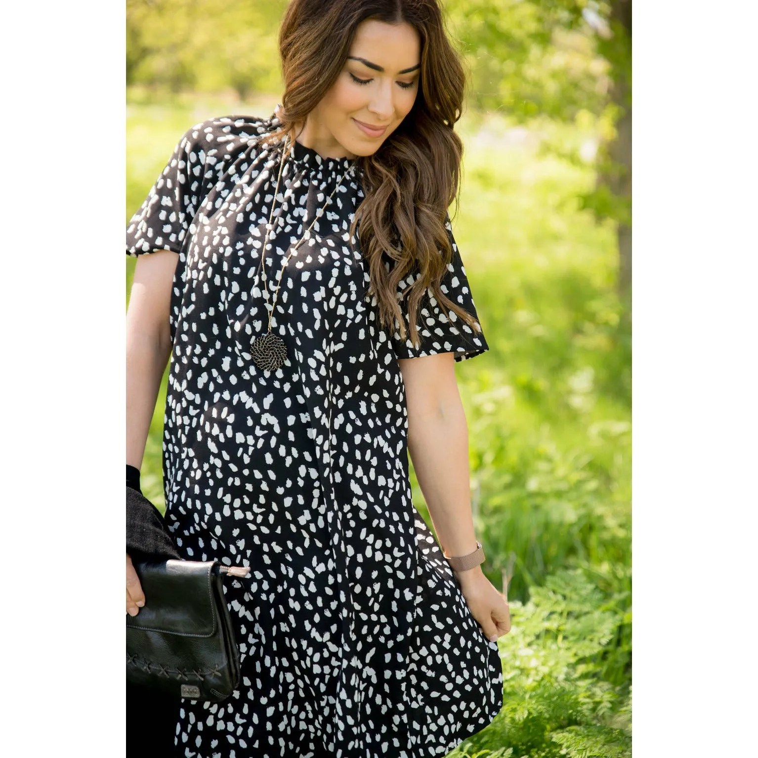 Cheetah Cinched Neck Tunic Dress