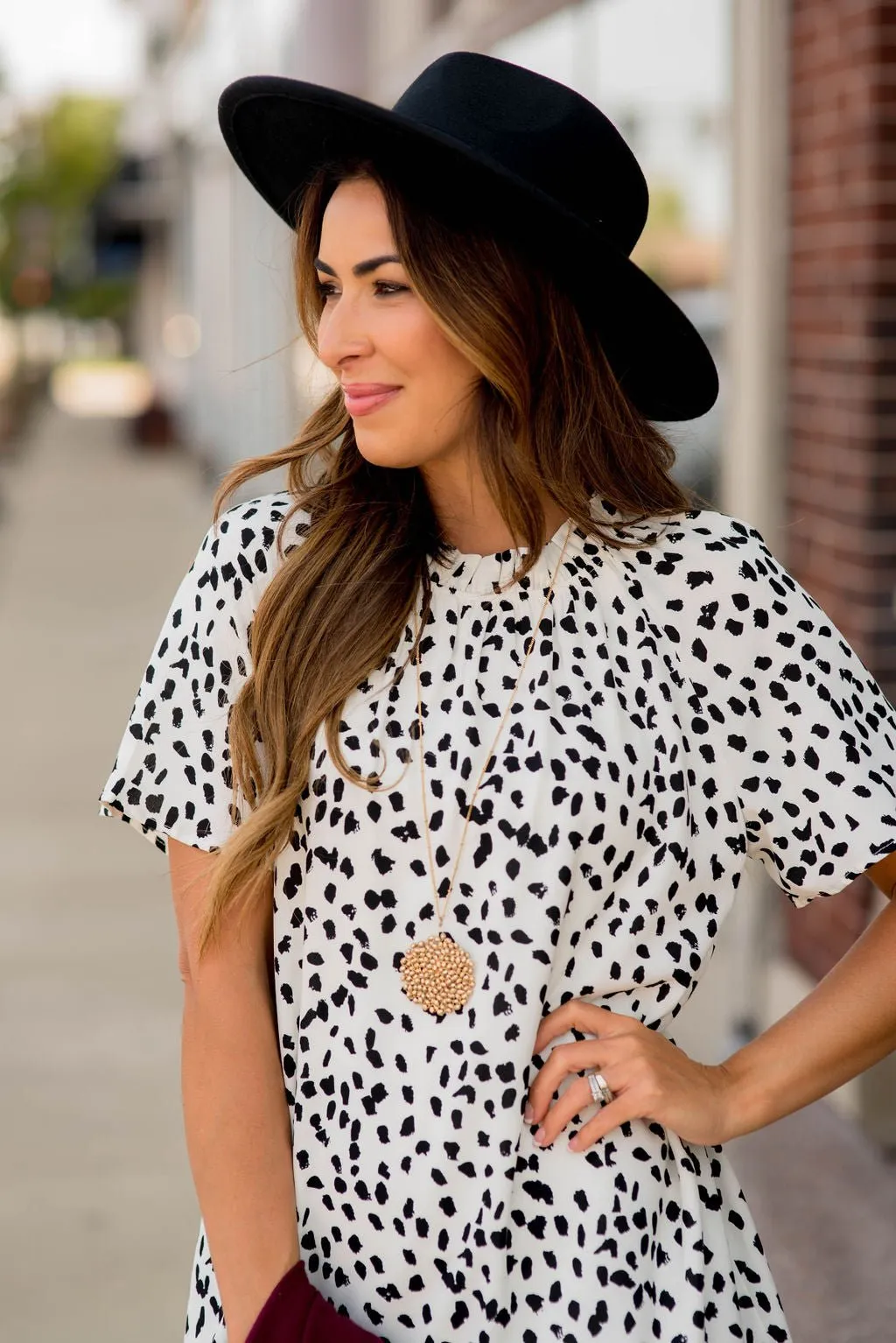 Cheetah Cinched Neck Tunic Dress