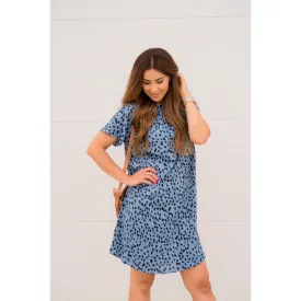 Cheetah Cinched Neck Tunic Dress