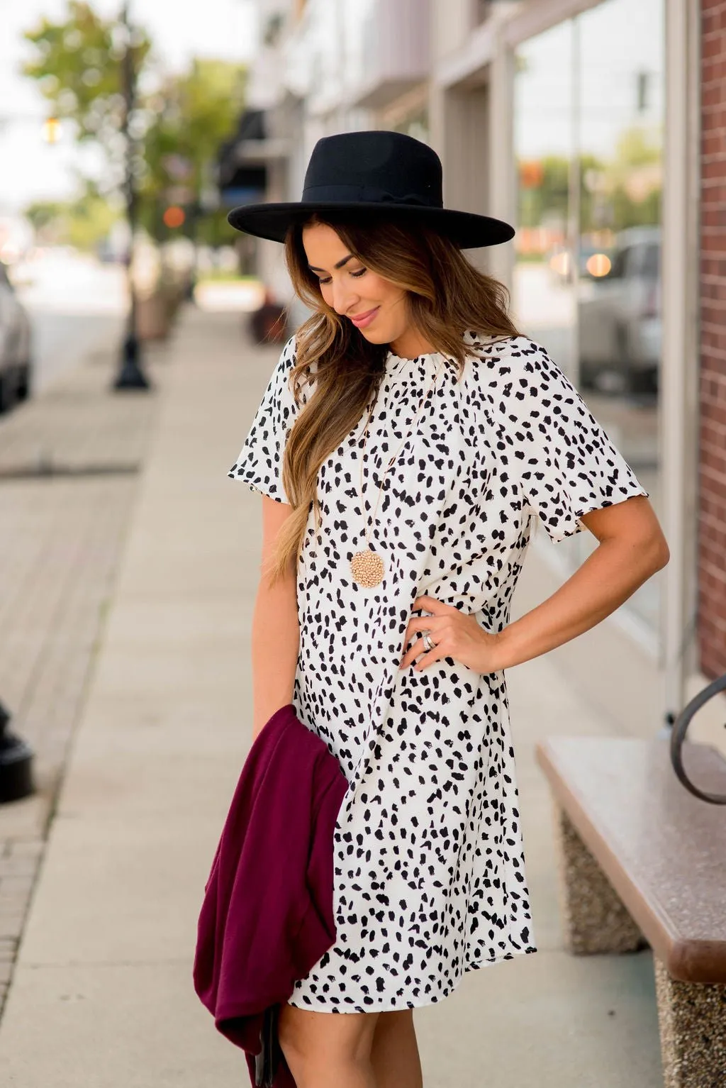 Cheetah Cinched Neck Tunic Dress