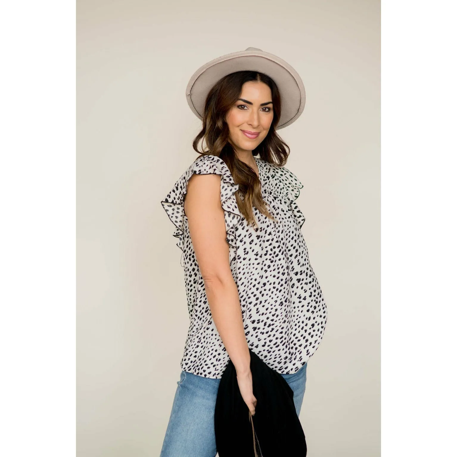 Cheetah Flutter Sleeve V Tank