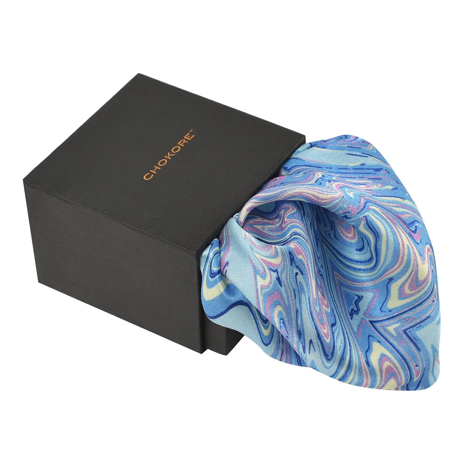 Chokore Light Blue Silk Pocket Square from the Marble Design range