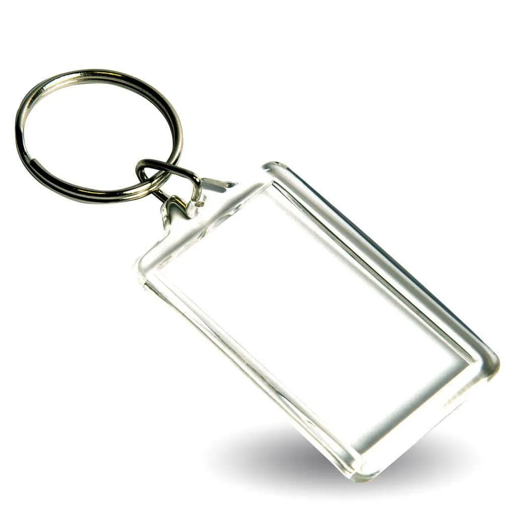 CK-40 Rectangular Blank Plastic Photo Insert Keyring - 40 x 25mm - Pack of 50