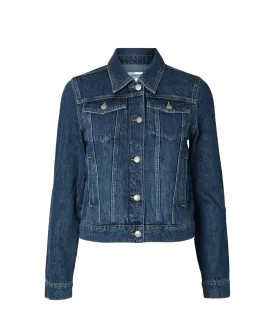 Clair Long Sleeve Mid Blue Denim Jacket - Bue