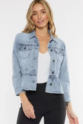 Classic Fit Denim Peplum Jacket