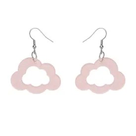 Cloud Glitter Resin Drop Earrings - Pink