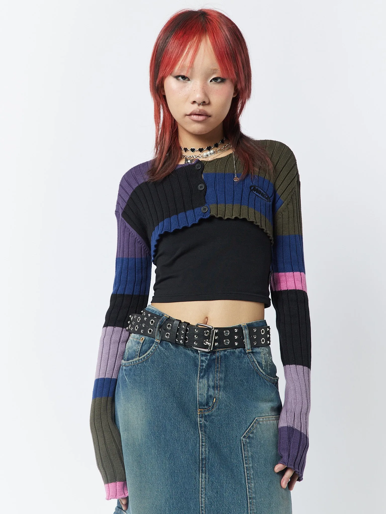 Clueless Multi-Colour Extreme Cropped Cardigan