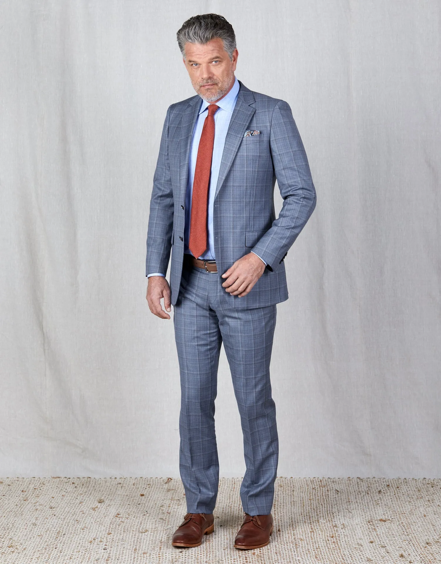 Cooper Light Blue Check Two Piece Suit