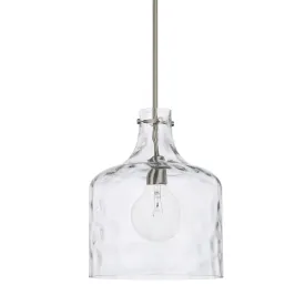 Crawford One Light Pendant Water Glass - Brushed Nickel