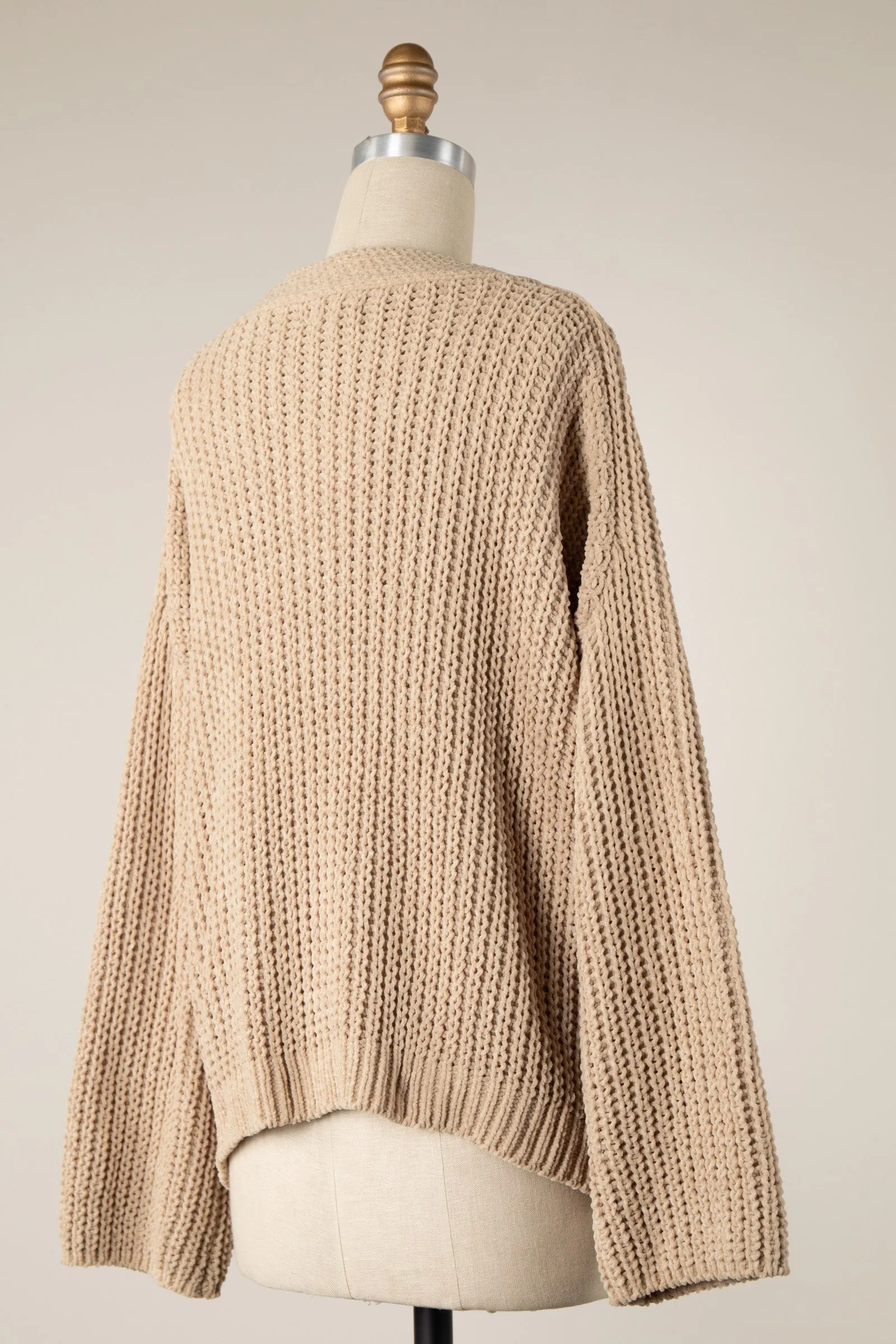 CROPPED CHENILLE CABLE KNIT CARDIGAN 1 PACK