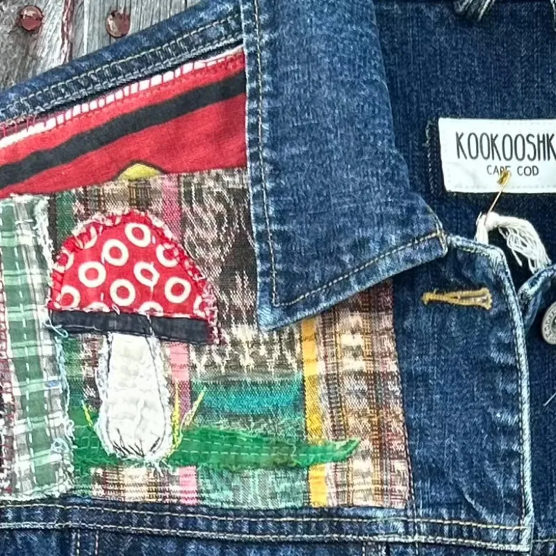 Denim Jacket with Mushroom appliques