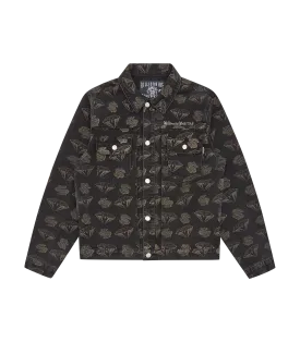 DIAMONDS & DOLLARS DENIM JACKET - BLACK