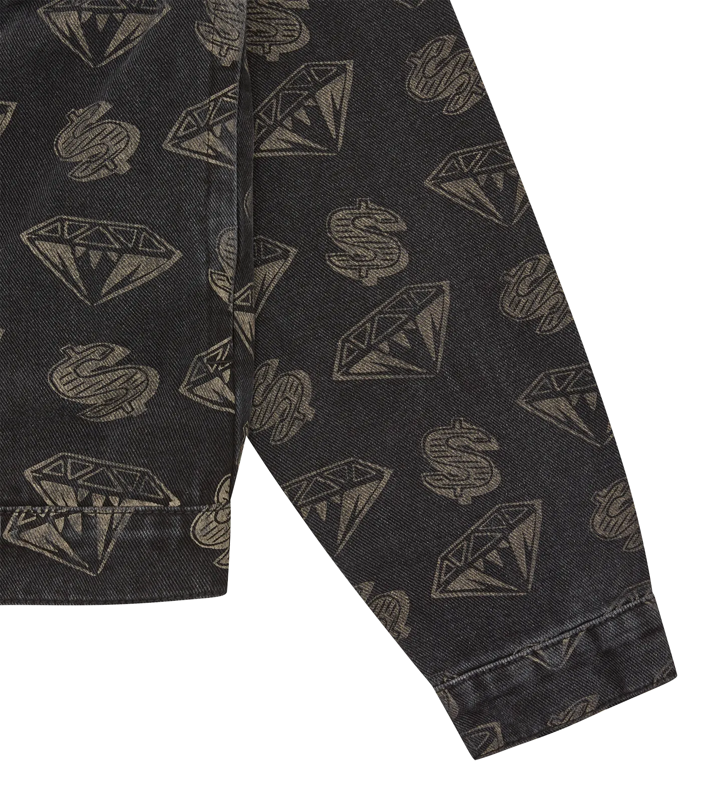 DIAMONDS & DOLLARS DENIM JACKET - BLACK