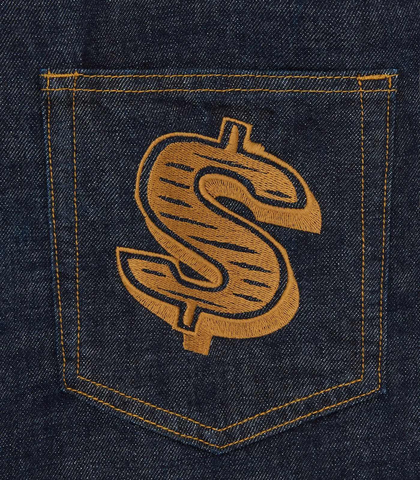 Indigo Selvedge Denim Jacket with Diamonds & Dollars Embellishments