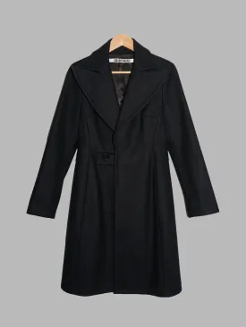 Dirk Bikkembergs 1990s black wool melton large peak lapel coat - size 40