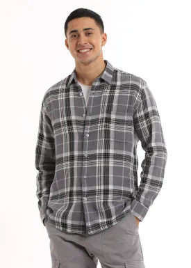 Dobby Ash Grey Check Shirt