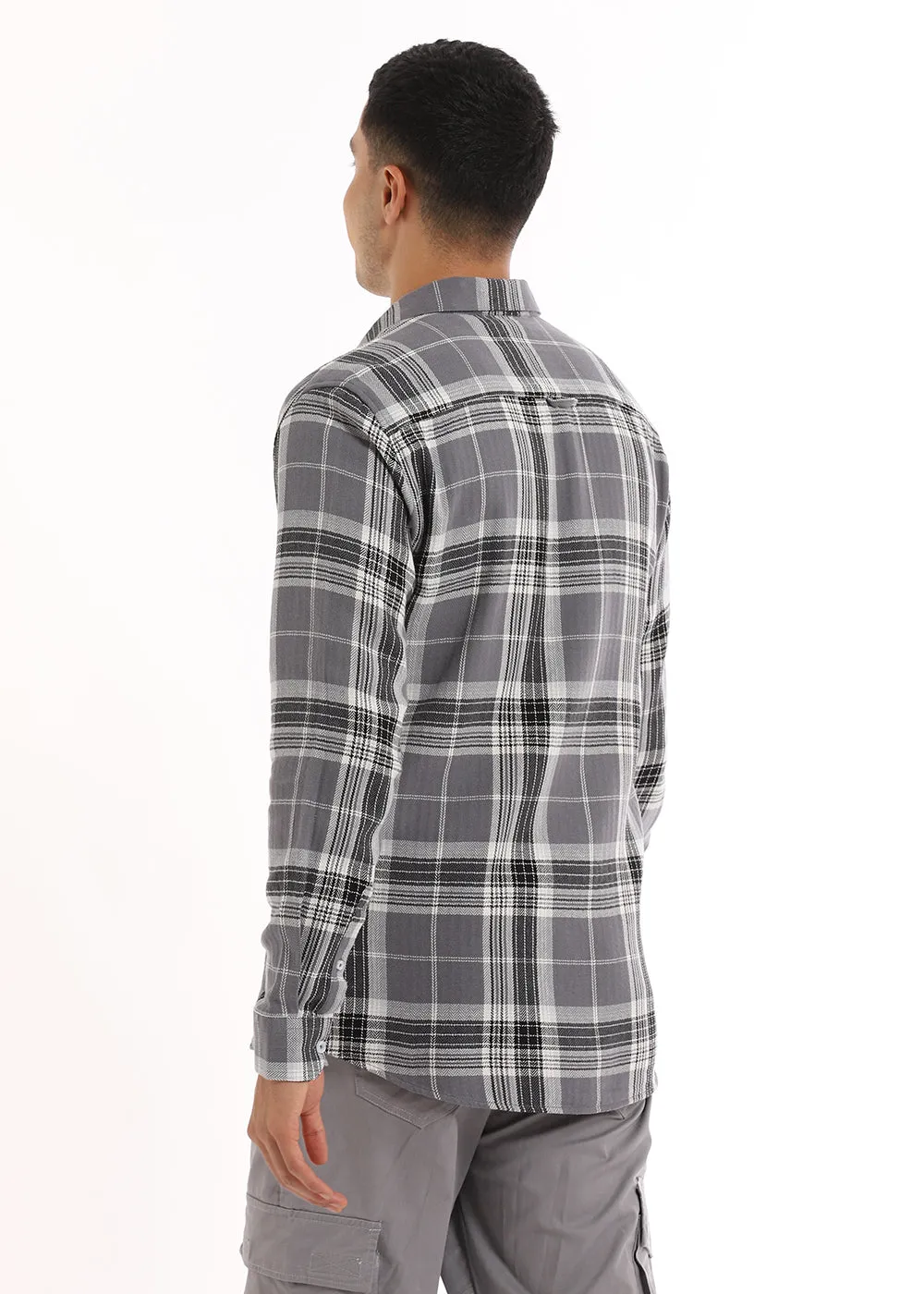 Dobby Ash Grey Check Shirt