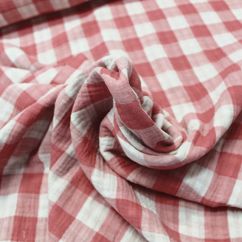 Double Gauze - Reversible - Rose Pink Gingham