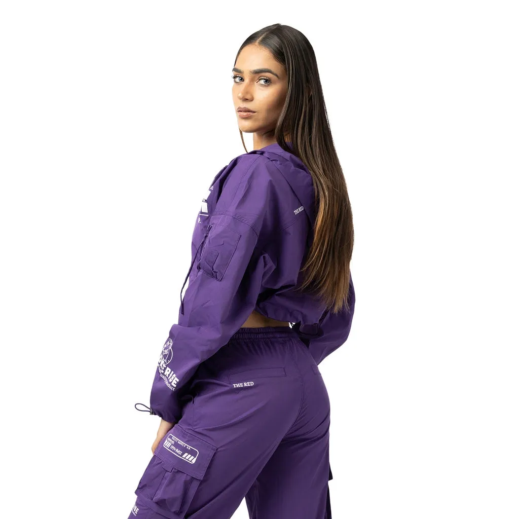 Dropped Shoulder Utility Jacket - Muted Purple