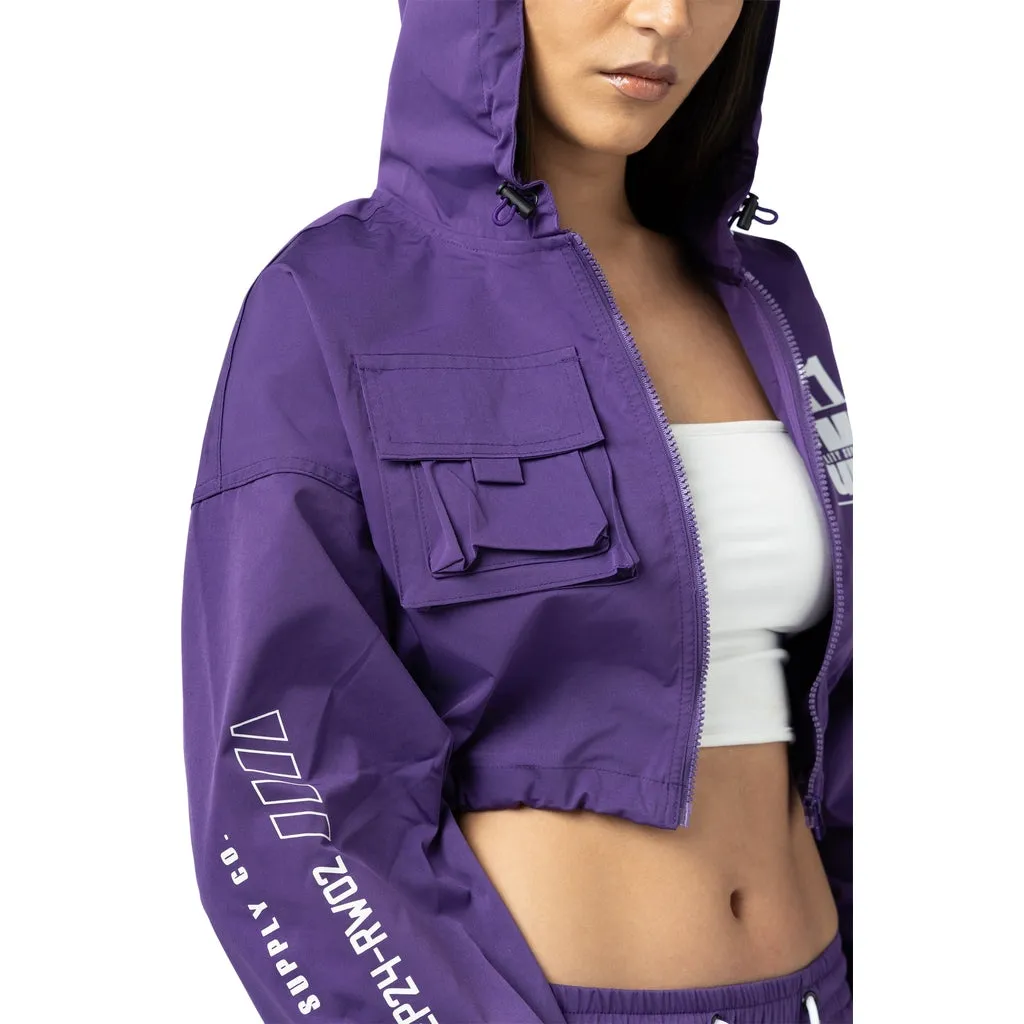 Dropped Shoulder Utility Jacket - Muted Purple