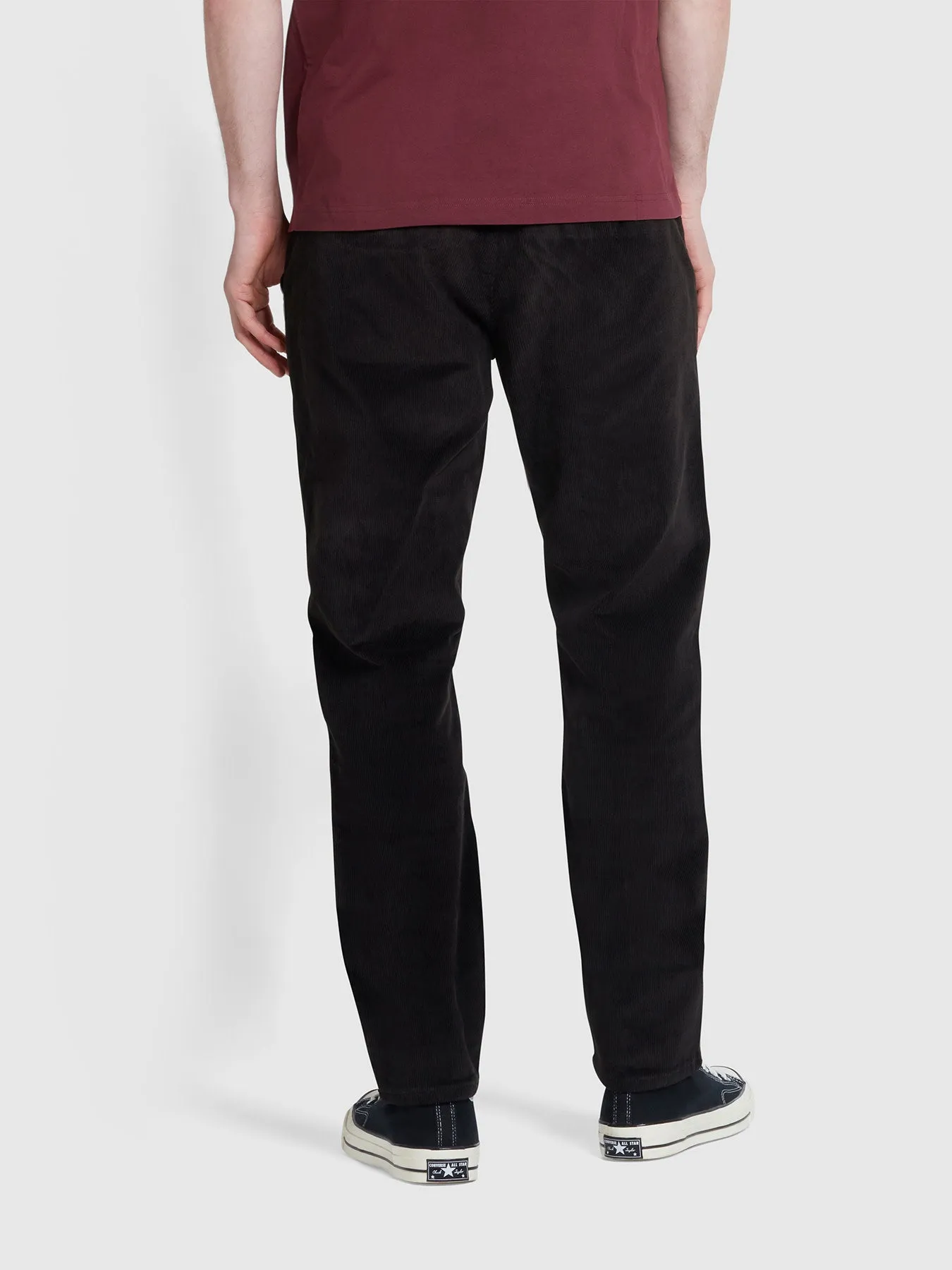 Elm Regular Slim Fit Cord Trousers In Black