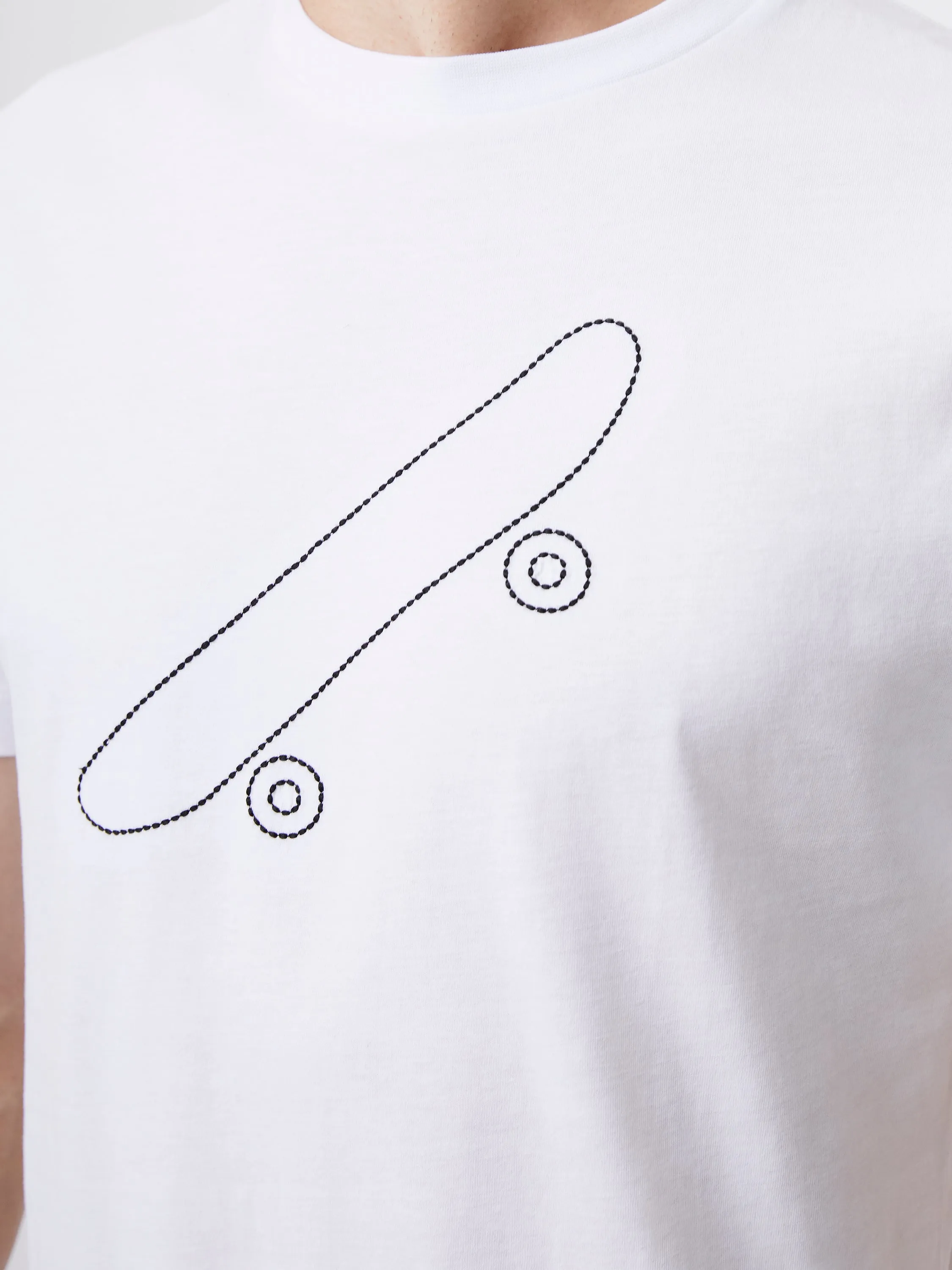 Embroidered Skateboard Graphic T-Shirt