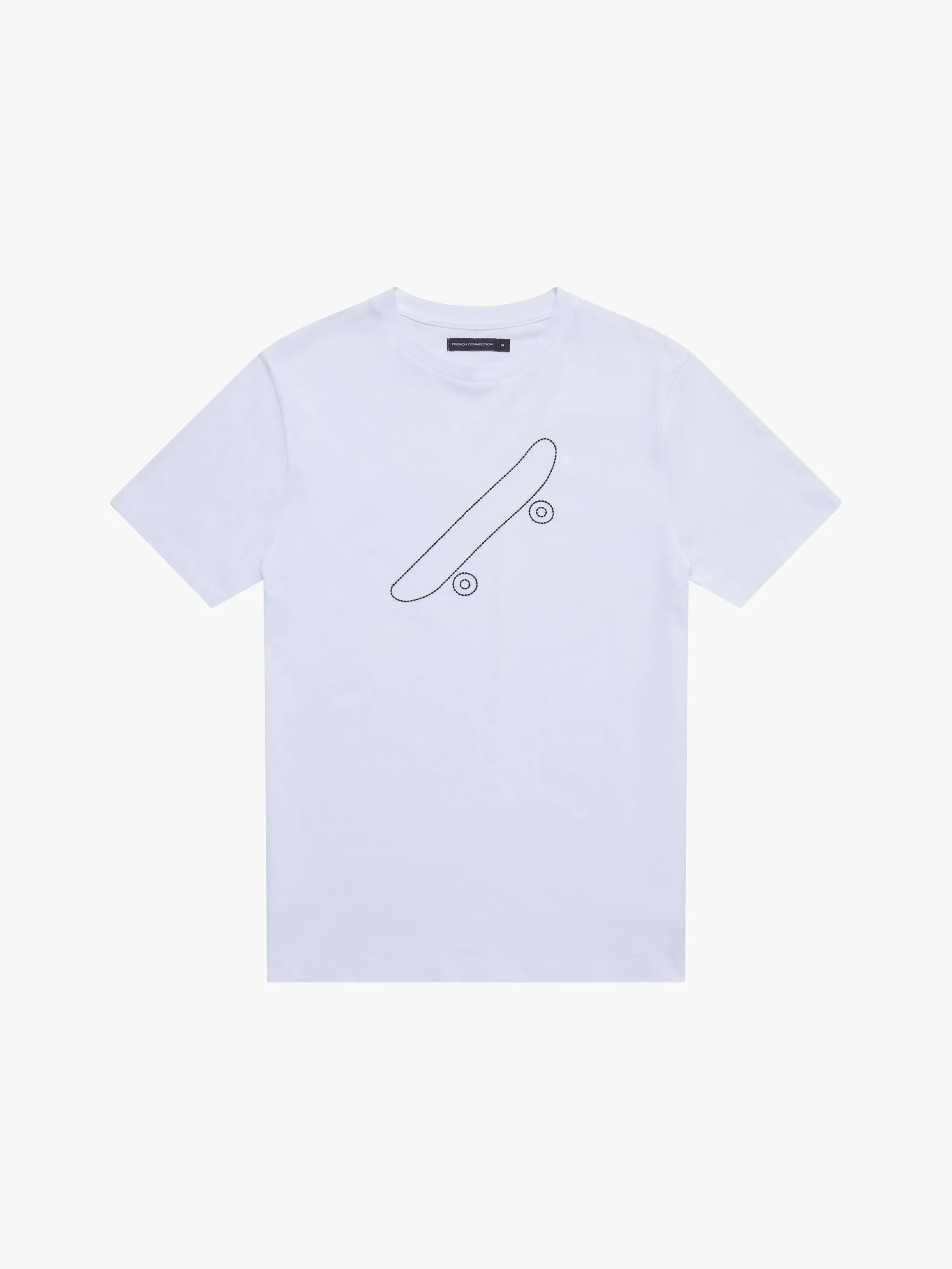 Embroidered Skateboard Graphic T-Shirt