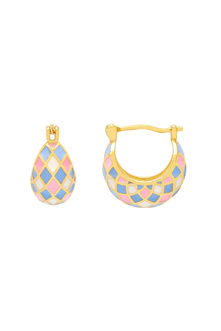 Enamel Patchwork Hinge Hoops