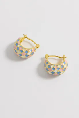 Enamel Patchwork Hinge Hoops