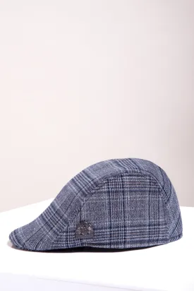 ENZO - Blue Grey Tweed Flat Cap