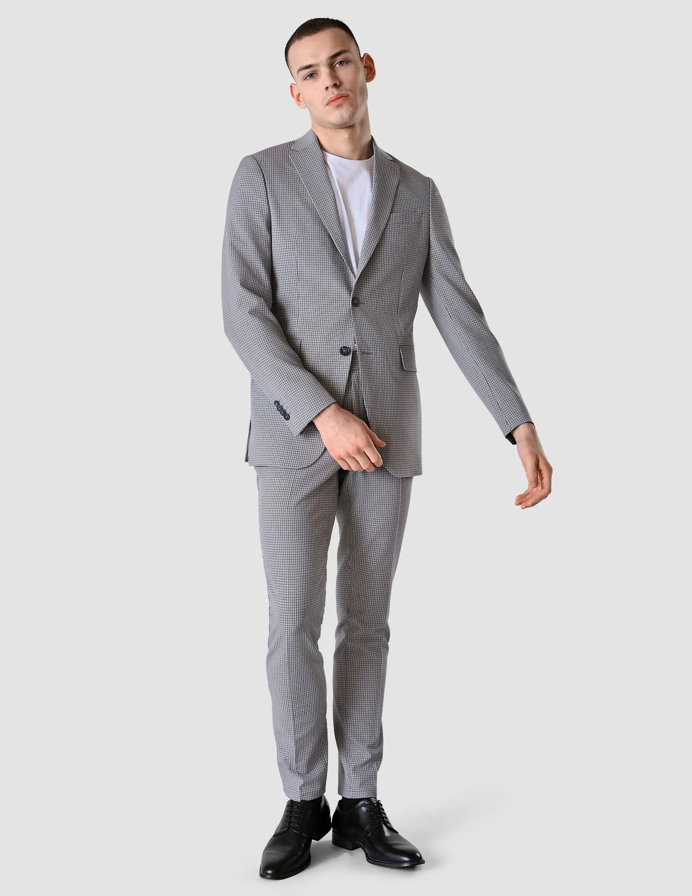 Essential Suit Pants Slim Duo Check Blue