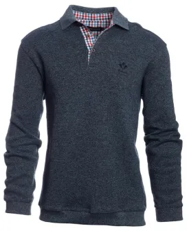 Ethnic Blue Polo Sweater, Denim Blue