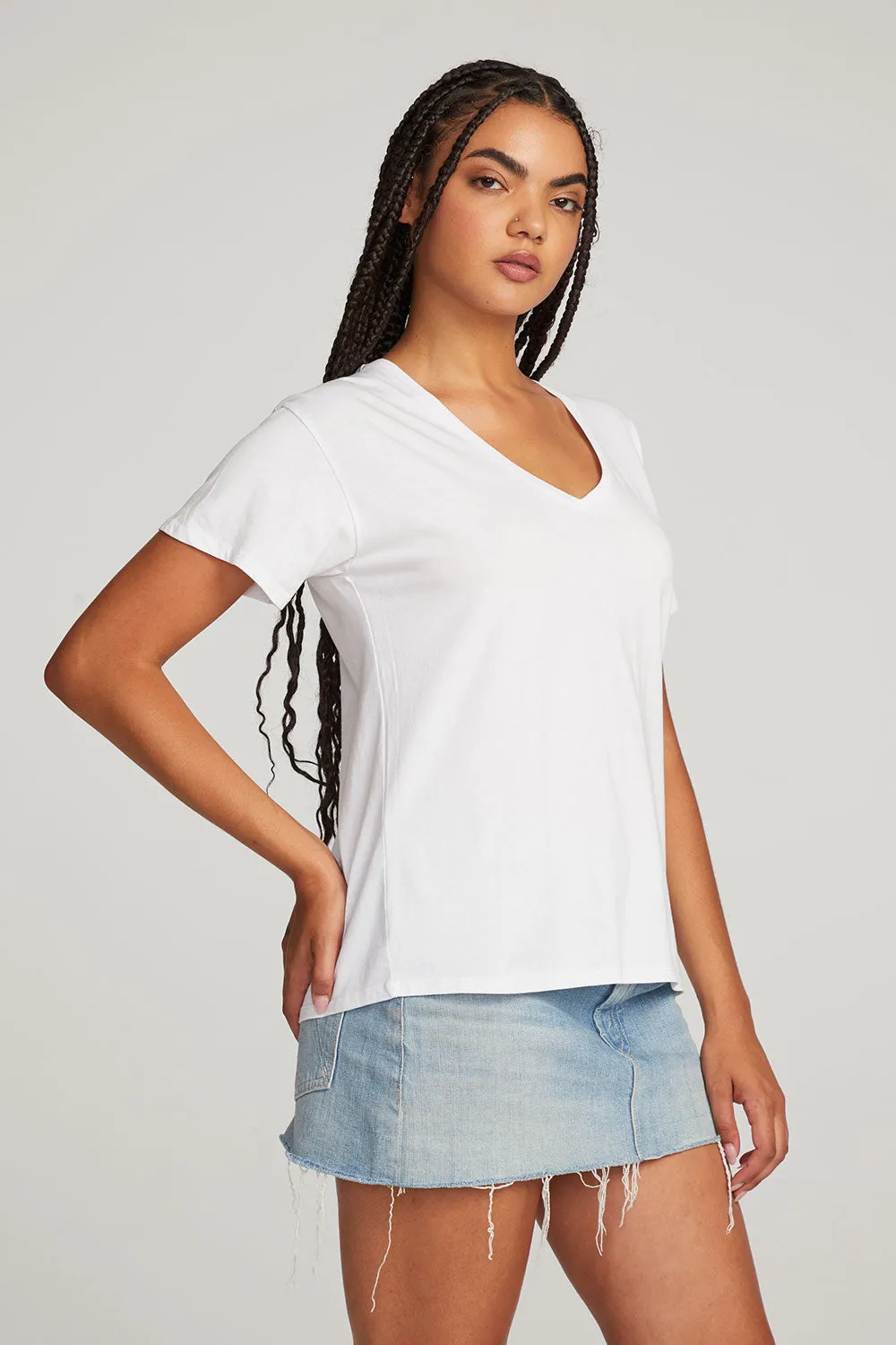 Everyday Essential White V-neck Tee