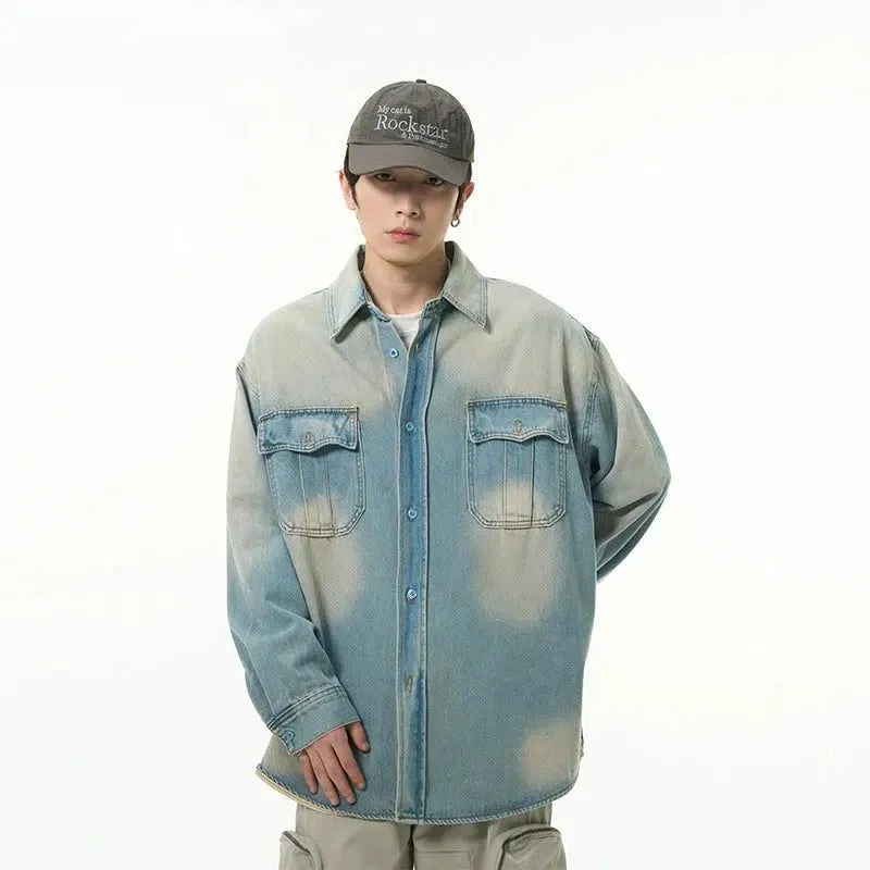 Faded Flap Pocket Buttons Denim Jacket