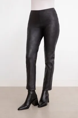 Faux Leather Narrow Pant Midi | Onyx