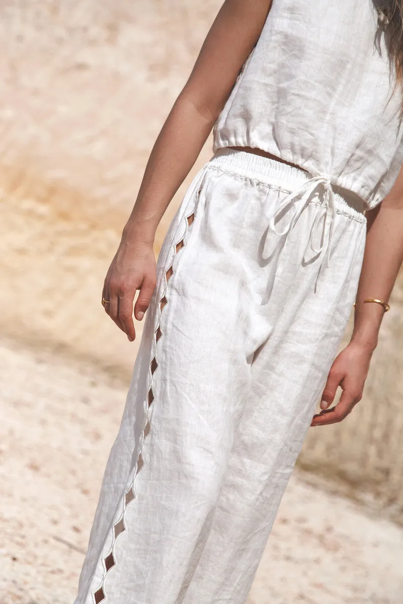 FEELING LIGHT LINEN PANT - WHITE