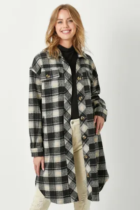 Fringe Placket Plaid Jacket | Black