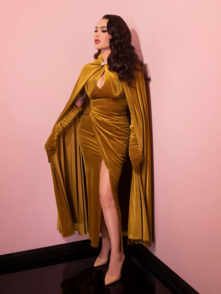 Golden Era Cape in Gold Velvet - Vixen by Micheline Pitt