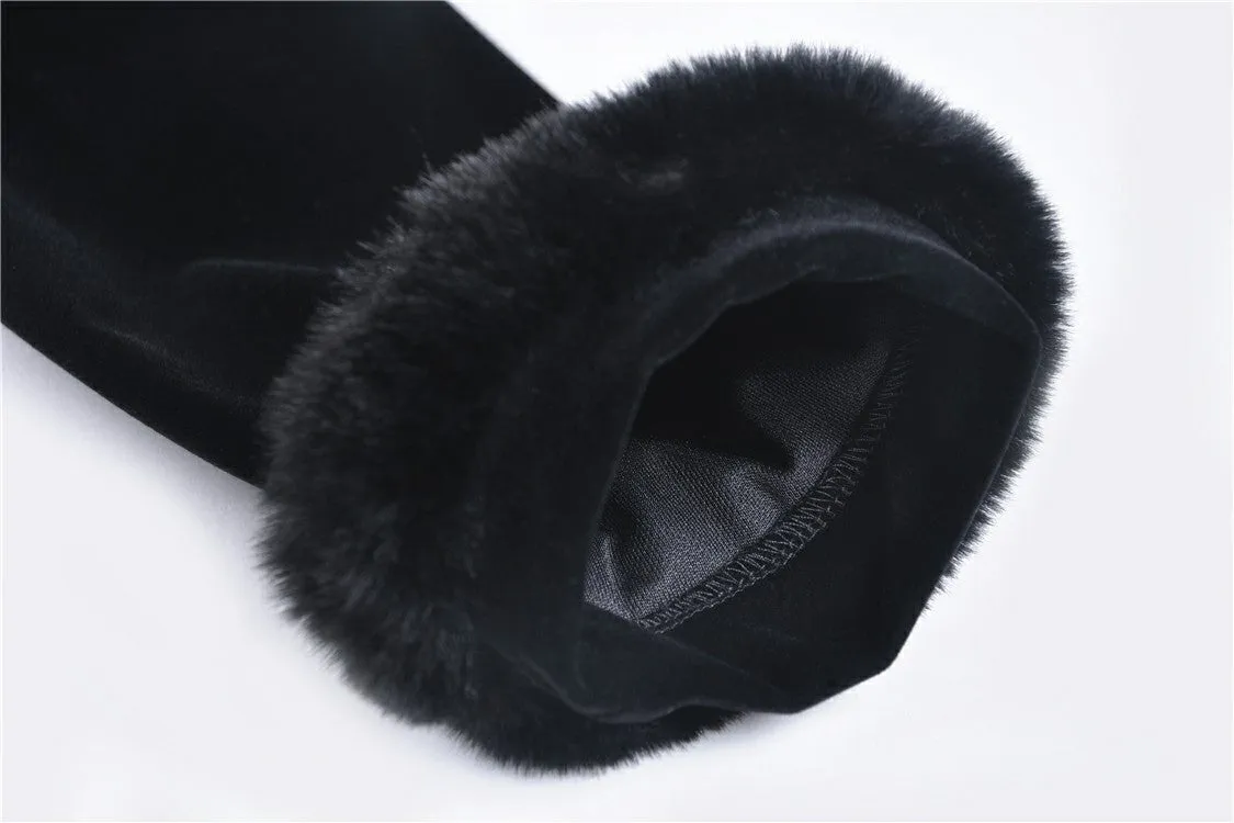 Gothic women Black fur cape  BW067