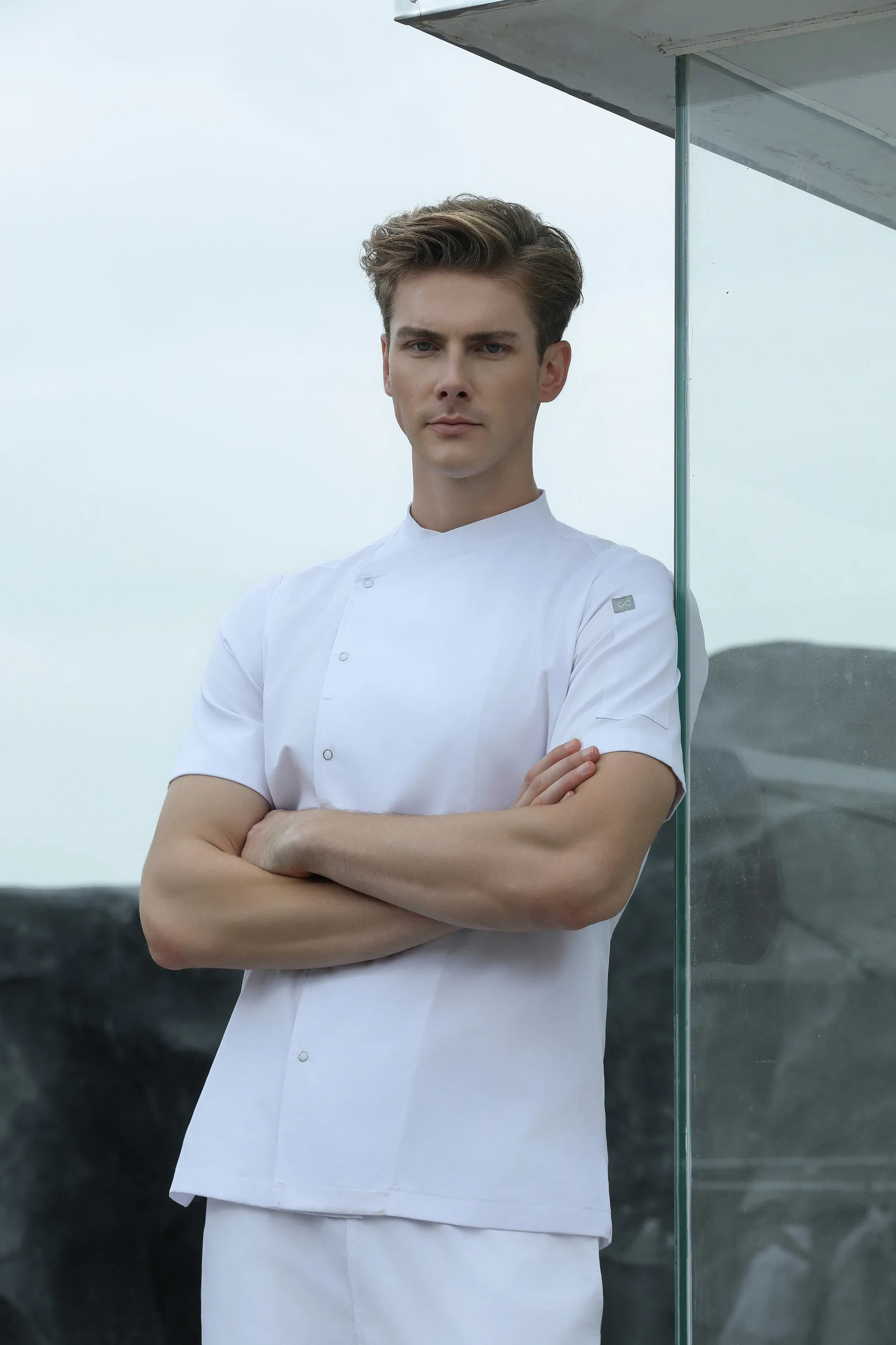 Harley White Chef Jacket, Short Sleeve