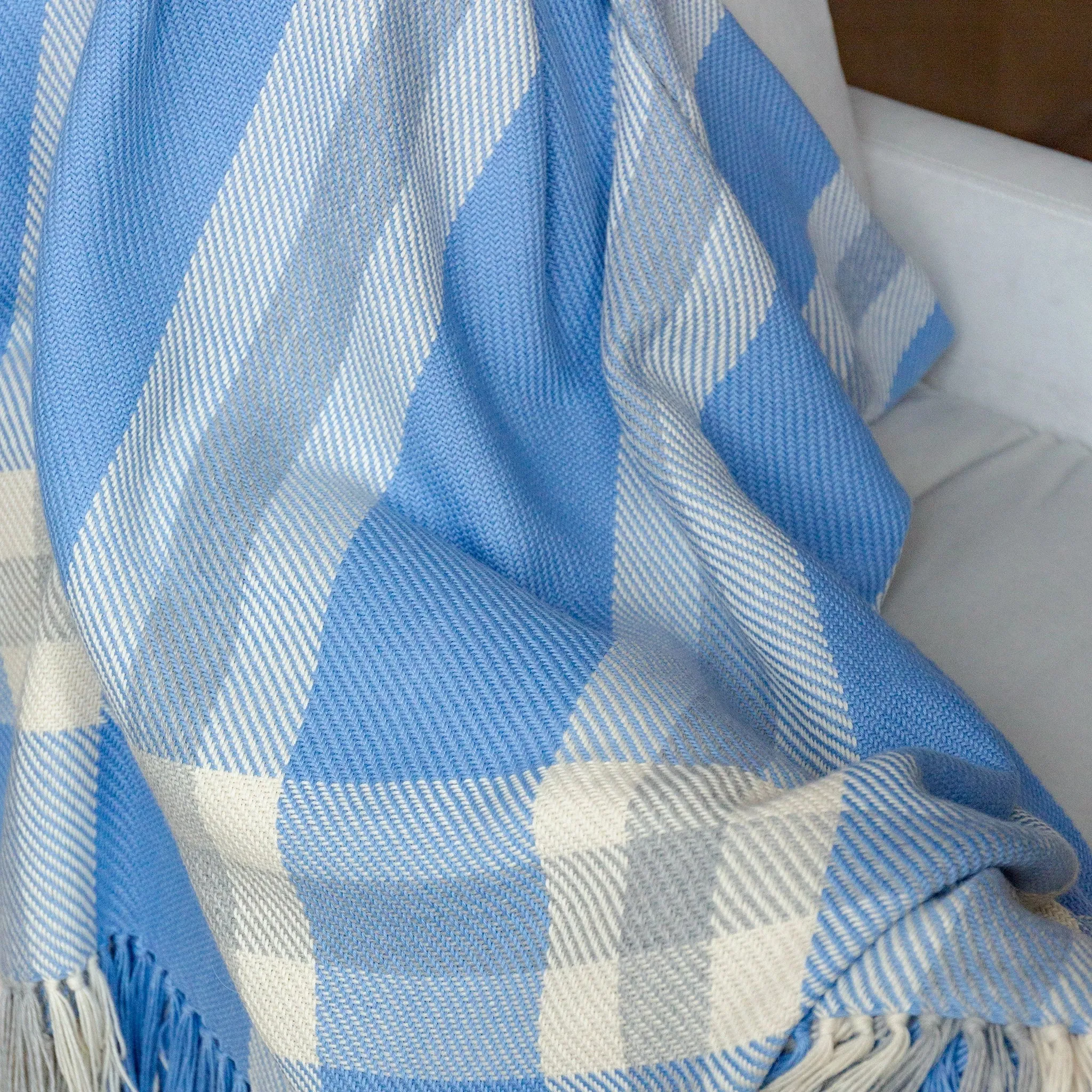 Hydrangea Plaid Handwoven Alpaca Throw