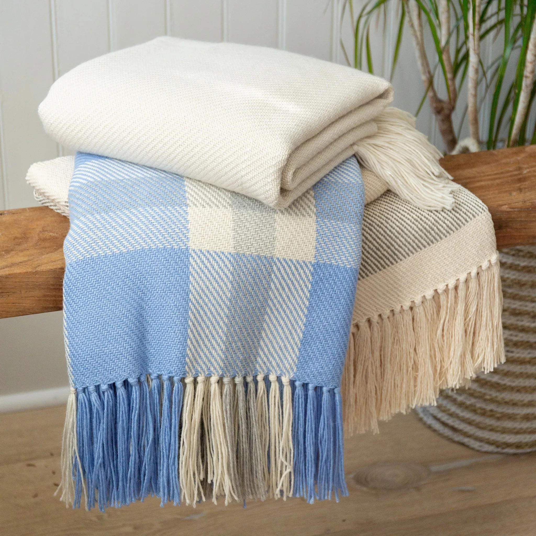 Hydrangea Plaid Handwoven Alpaca Throw